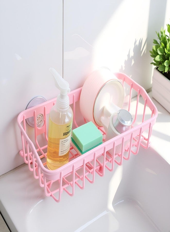 Tnyvm Pink Multifunctional Drain Rack, Hanging Storage Rack Drain Rack Sink Shelf Suction Cup Dishwashing Soap Sponge Holder for Kitchen Accessories Racks and Holders, Dish Racks - Image 3